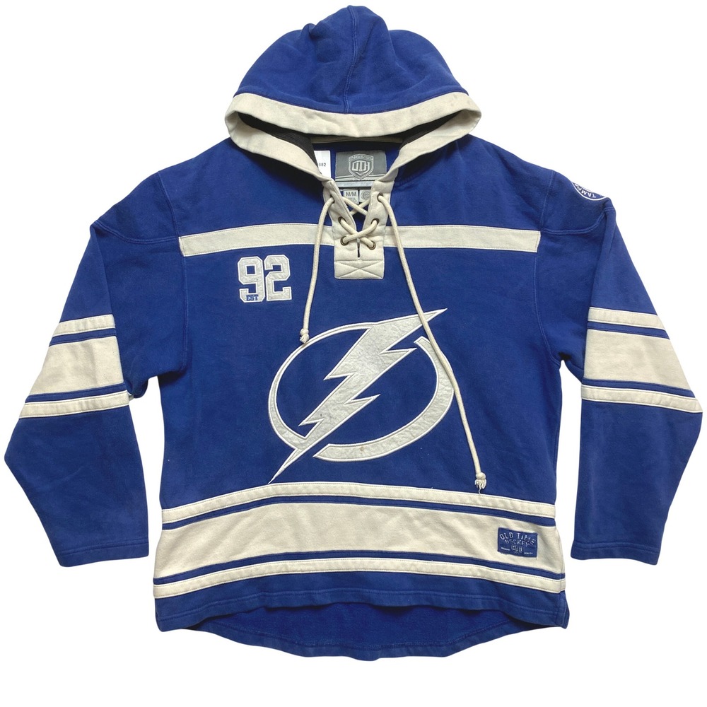 Tampa Bay Lightning Hoodie Mens Medium Blue  92 Old Time Hockey Jersey